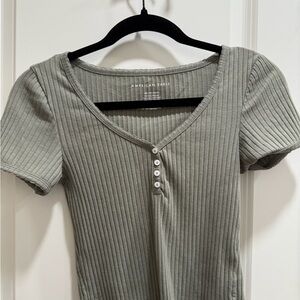 American Eagle Outfitters Ribbed Button-Front Top